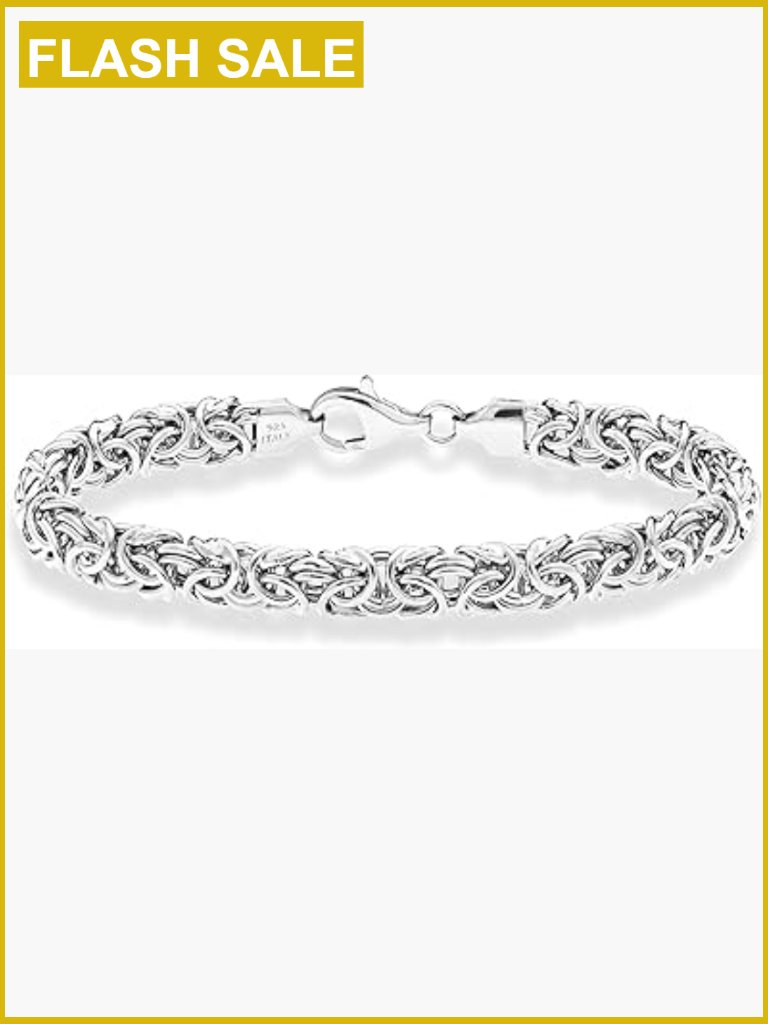 Italian Handmade 925 Sterling Silver Byzantine Link Bracelet 7 Inch
